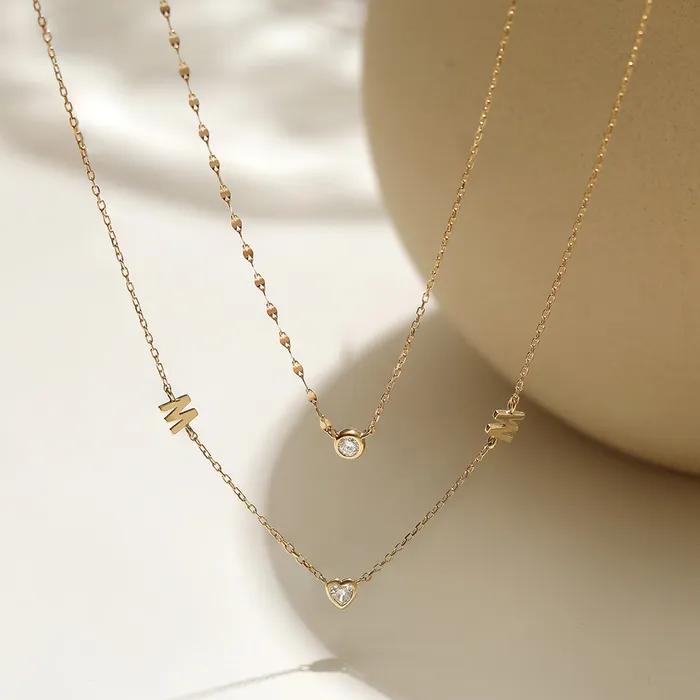 Necklaces AURELIE GI NOLA Diamond Bezel Necklace with Dual Chain