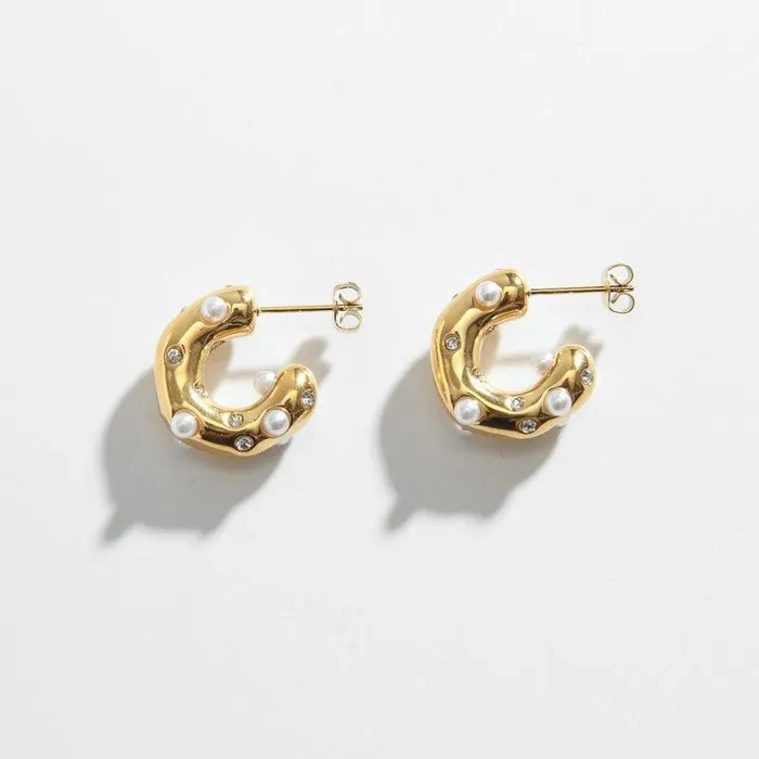 Necklaces Biella Vintage Pearl and Diamond Hoops