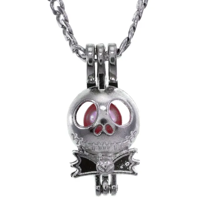 Necklaces CPSP188 Cage Pendant Silver Plated Nightmare Before Christmas Jack Skellington Bow Tie Necklaces CPSP188 Cage Pendant Silver Plated Nightmare Before Christmas Jack Skellington Bow Tie