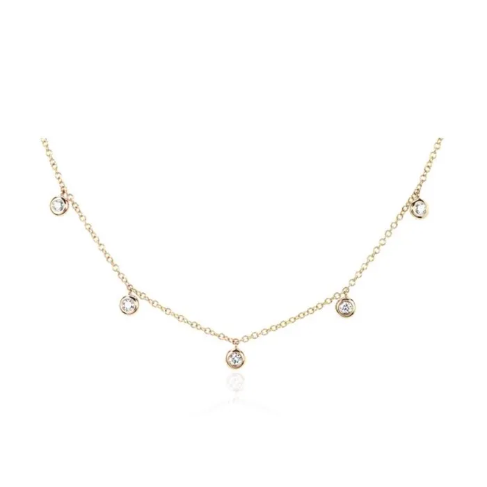 Necklaces ef collection Five Diamond Bezel Choker Necklace