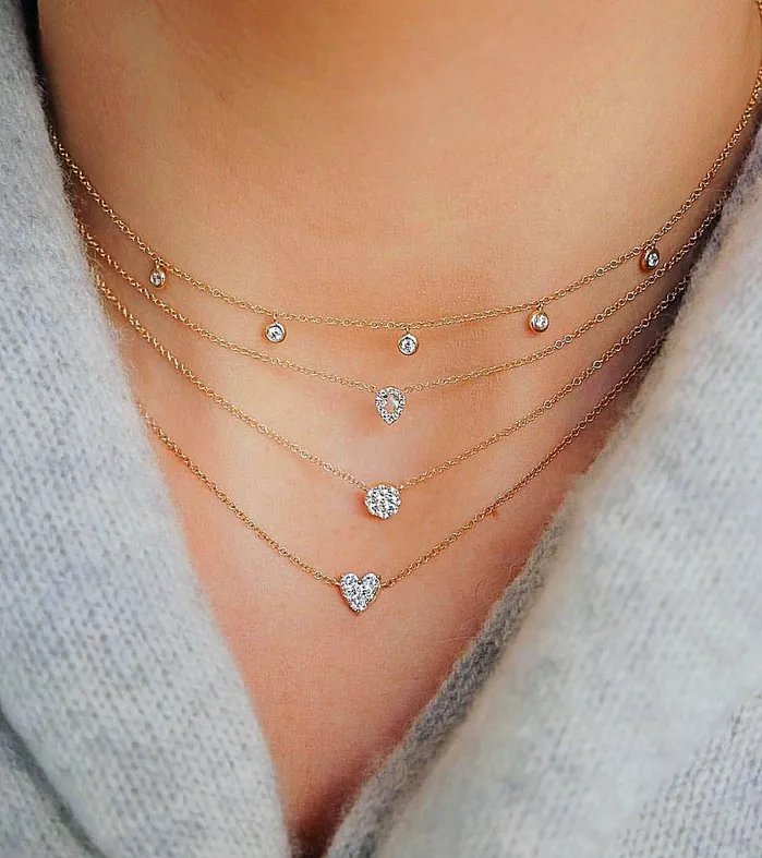 Necklaces ef collection Five Diamond Bezel Choker Necklace
