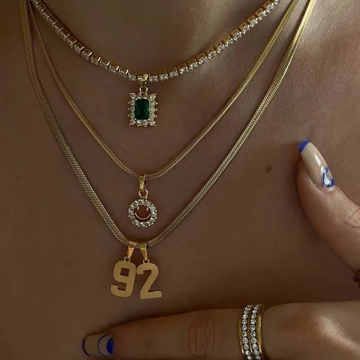 Necklaces Felicitas Store Number Pendant Herringbone Necklace