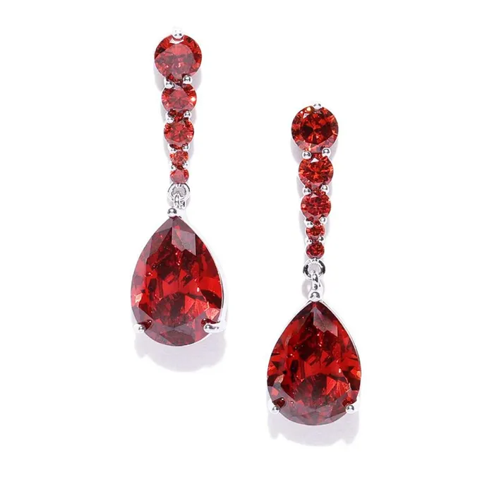 Necklaces Kairangi Kairangi Drop Earrings for Women Red Crystal Earrings Elegant Silver Plated Crystal Drop Earrings for Women and Girls Necklaces Kairangi Kairangi Drop Earrings for Women Red Crystal Earrings Elegant Silver Plated Crystal Drop Earrings for Women and Girls