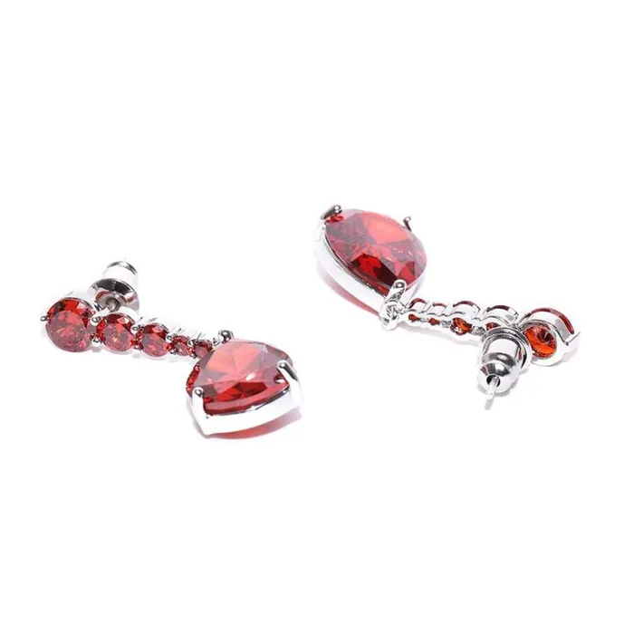 Necklaces Kairangi Kairangi Drop Earrings for Women Red Crystal Earrings Elegant Silver Plated Crystal Drop Earrings for Women and Girls