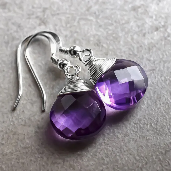 Necklaces MadameLili Amethyst Ohrringe Silber MadameLili