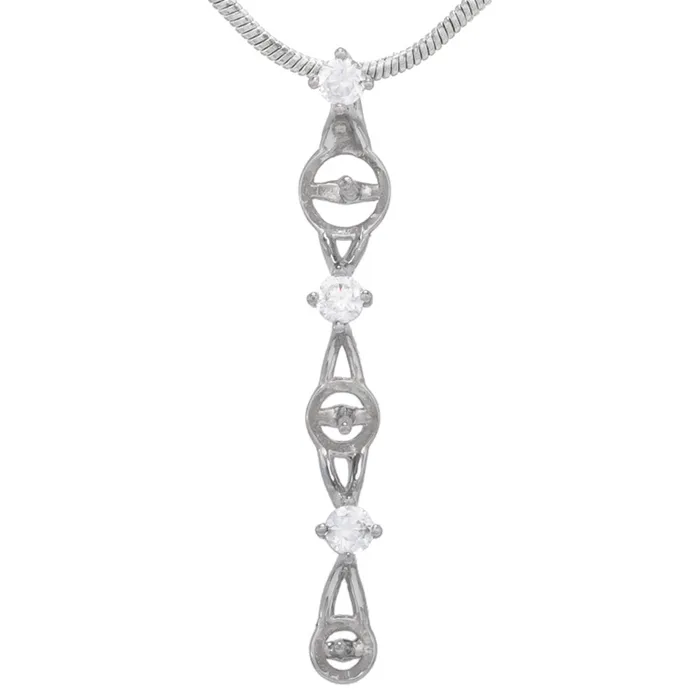 Necklaces MPST018a DIY Mount Pendant 925 Sterling Silver 3 Rhinestone 3 Pearl Mount Necklaces MPST018a DIY Mount Pendant 925 Sterling Silver 3 Rhinestone 3 Pearl Mount