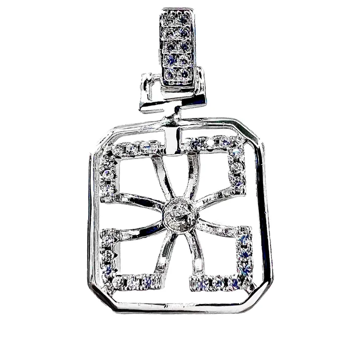 Necklaces MPST122 DIY Mount Pendant 925 Sterling Silver Plain Rounded Corner