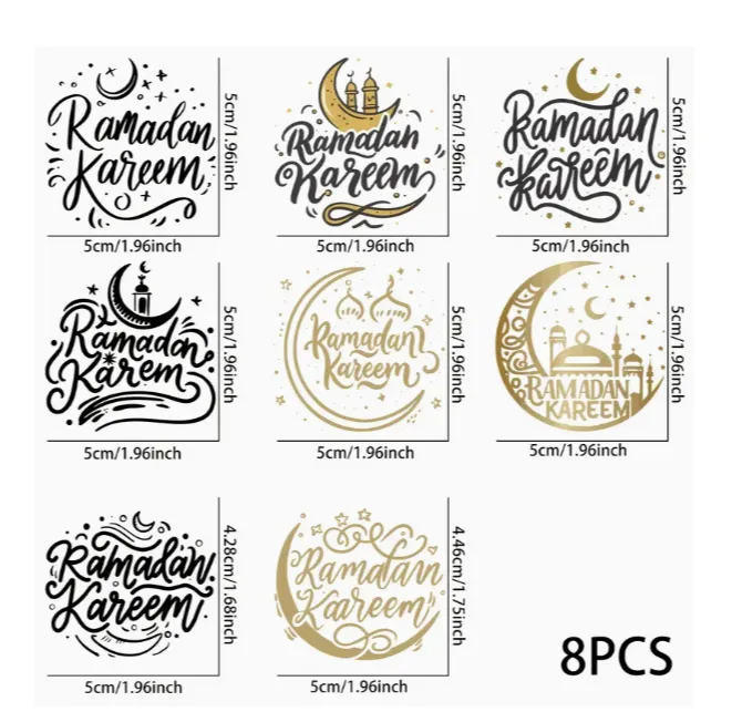 Necklaces RESIN ART HUB 8pcs Ramadan Vinyl Stickers for Resin Art