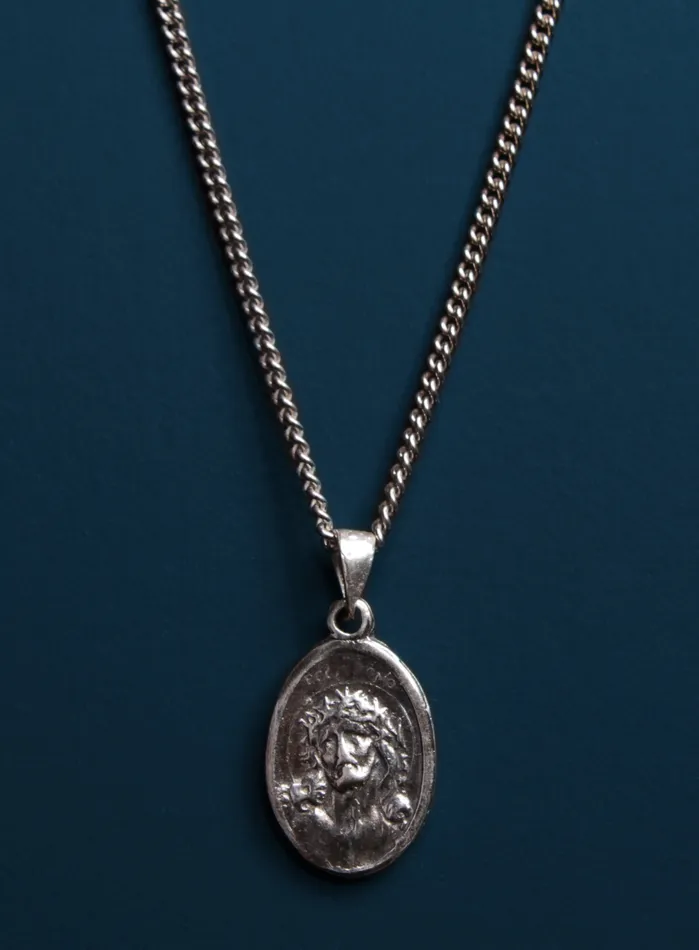 Necklaces WE ARE ALL SMITH Jesus and Mary Sterling Silver Medal Necklace for Men Necklaces WE ARE ALL SMITH Jesus and Mary Sterling Silver Medal Necklace for Men