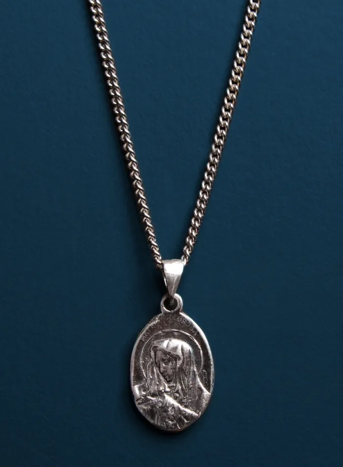 Necklaces WE ARE ALL SMITH Jesus and Mary Sterling Silver Medal Necklace for Men