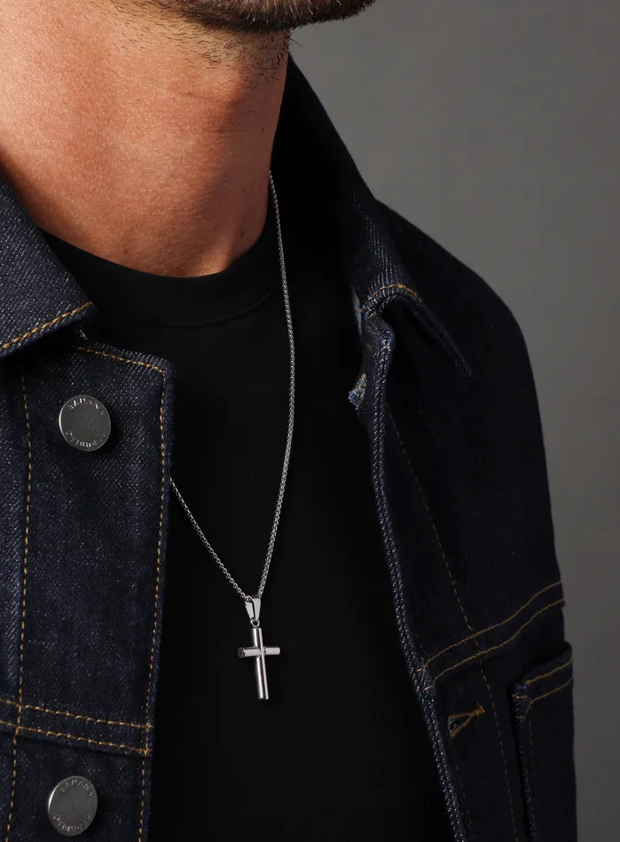 Necklaces WE ARE ALL SMITH Mens Jewelry Clothing 316L Stainless Steel Medium Bamboo Cross Necklace Necklaces WE ARE ALL SMITH Mens Jewelry Clothing 316L Stainless Steel Medium Bamboo Cross Necklace