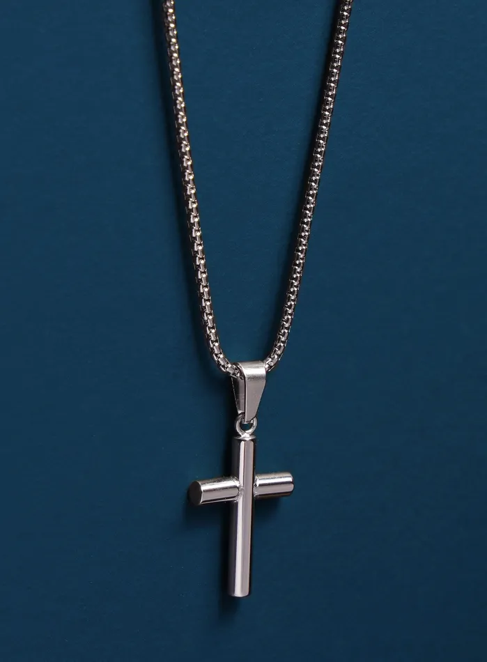 Necklaces WE ARE ALL SMITH Mens Jewelry Clothing 316L Stainless Steel Medium Bamboo Cross Necklace