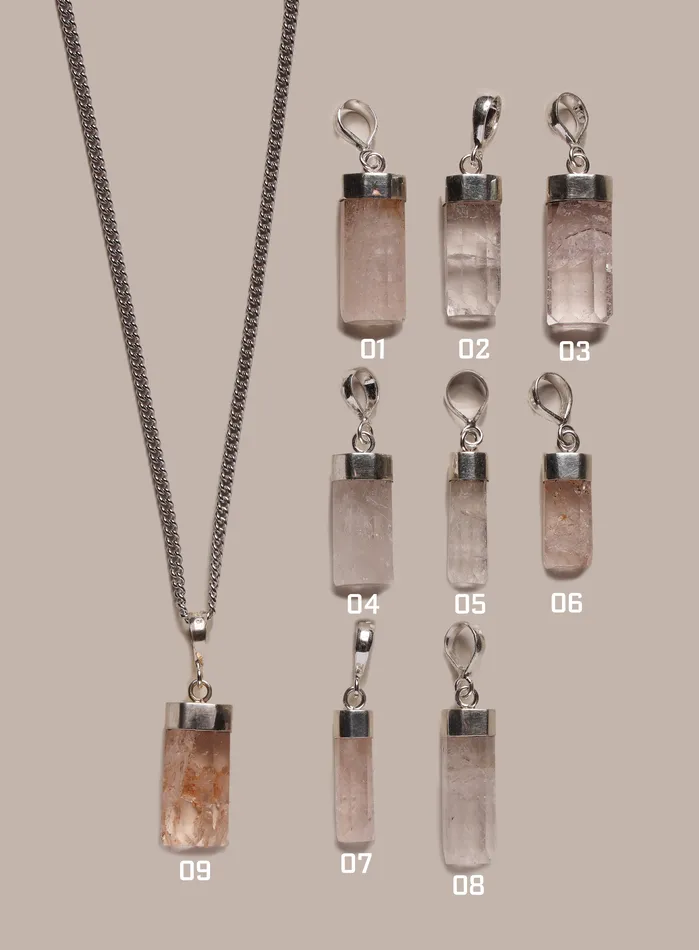 Necklaces WE ARE ALL SMITH Mens Jewelry Clothing One of a Kind Genuine Morganite Pendant on 925 Sterling Silver Chain