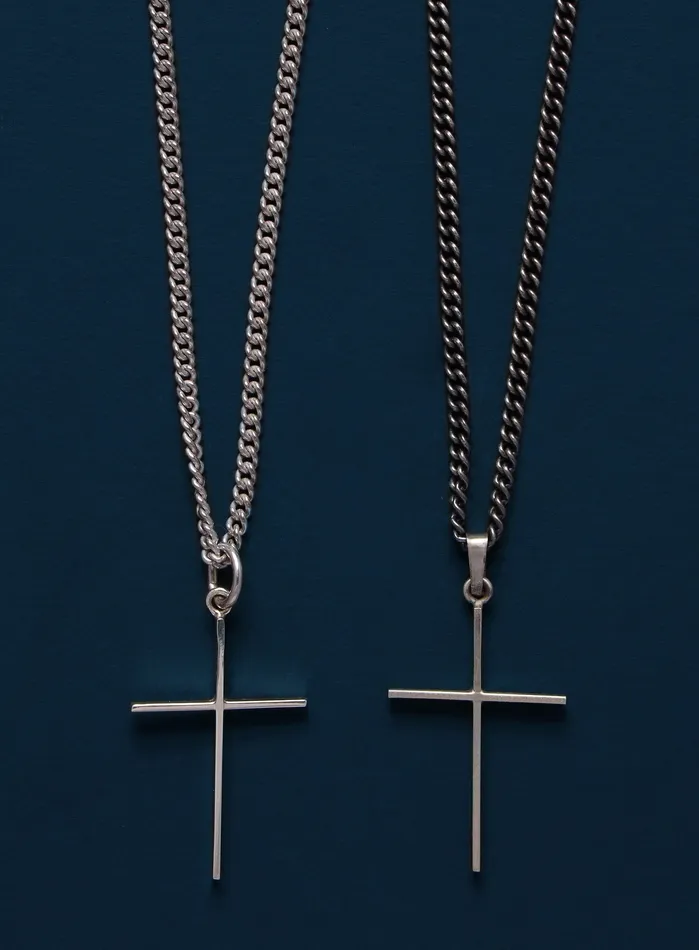 Necklaces WE ARE ALL SMITH Minimalist Sterling Silver Cross Pendant Necklace for Men