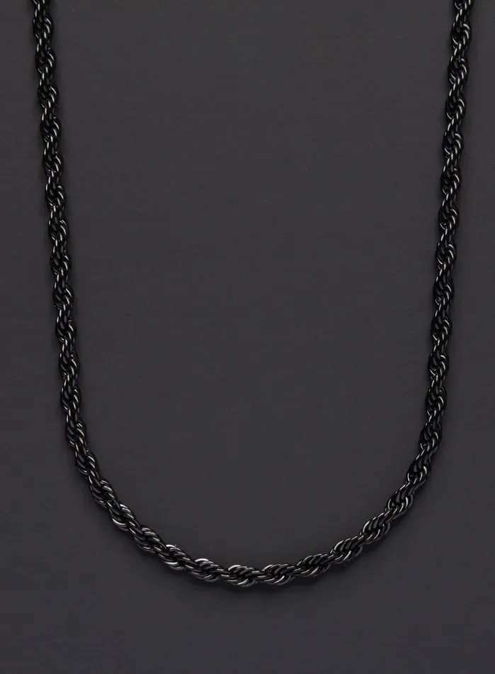 Necklaces WE ARE ALL SMITH Stainless steel black rope chain necklace for men