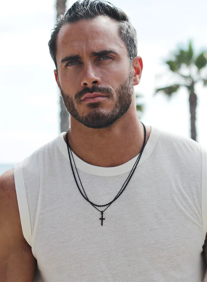 Necklaces WE ARE ALL SMITH Stainless steel black rope chain necklace for men