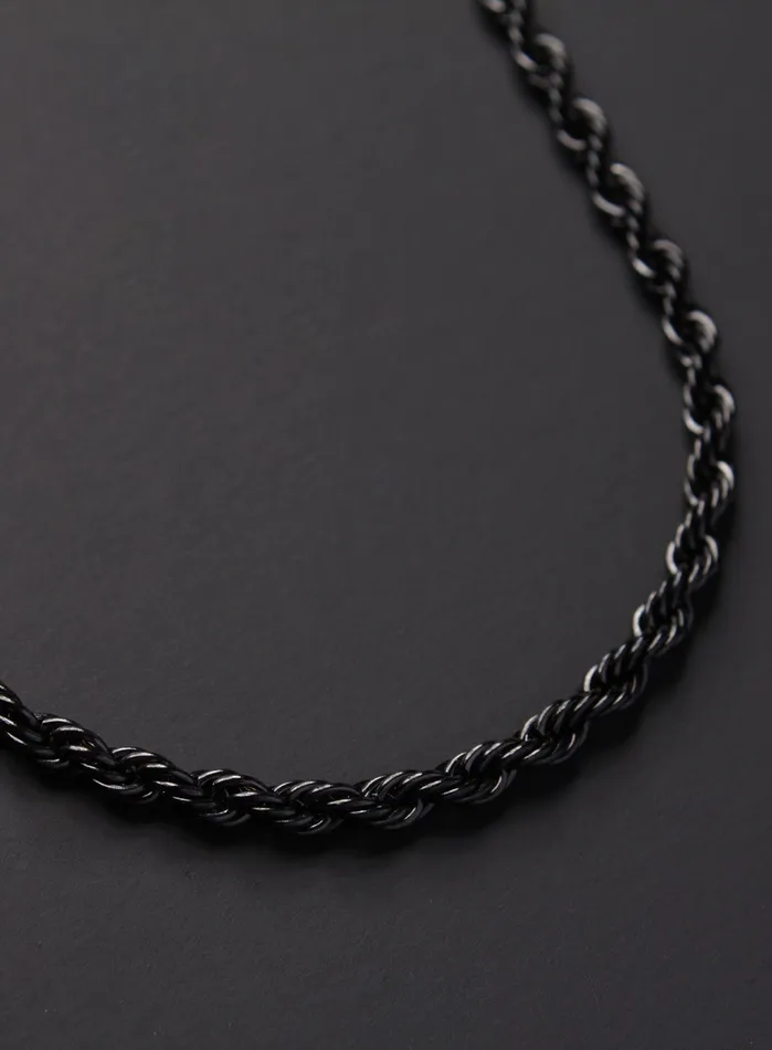 Necklaces WE ARE ALL SMITH Stainless steel black rope chain necklace for men