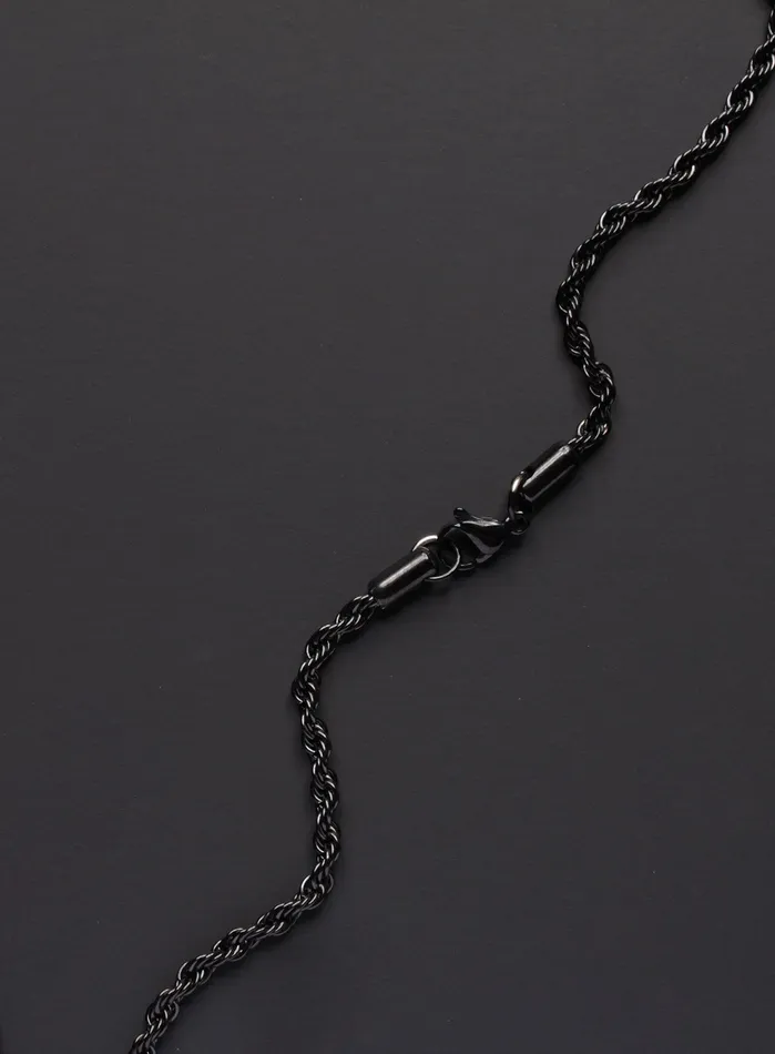 Necklaces WE ARE ALL SMITH Stainless steel black rope chain necklace for men