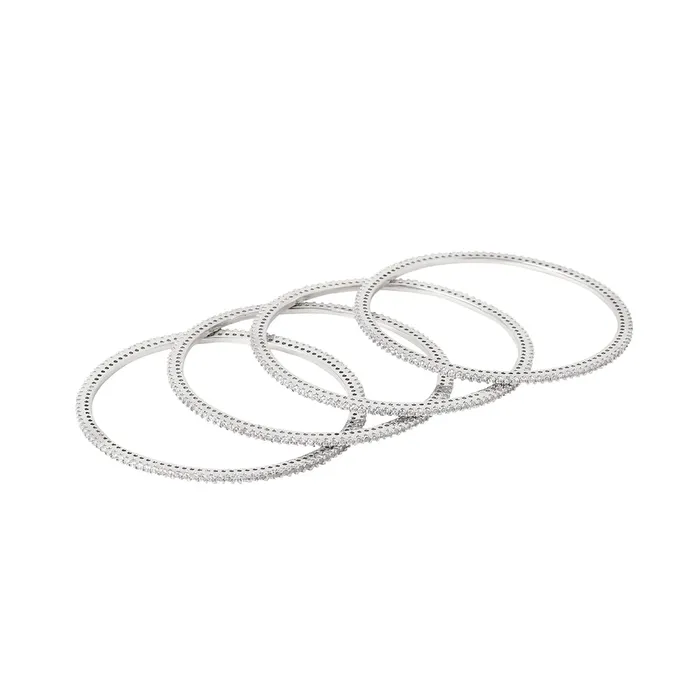 Necklaces Yellow Chimes Bangles for Women Girls Traditional American Diamond Bangles for women Silver Tone White AD Stone Bangles for girls Birthday Gift For girls women Anniversary Gift for Wife Yellow Chimes