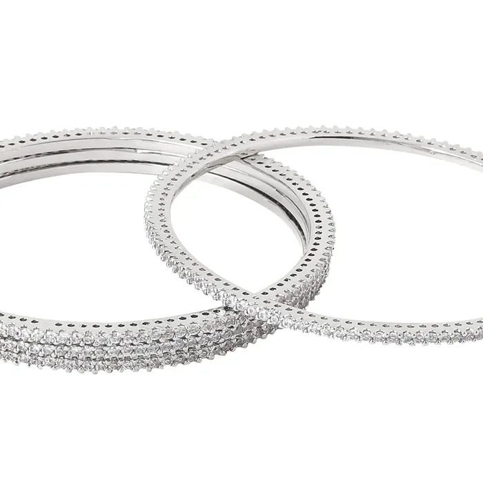 Necklaces Yellow Chimes Bangles for Women Girls Traditional American Diamond Bangles for women Silver Tone White AD Stone Bangles for girls Birthday Gift For girls women Anniversary Gift for Wife Yellow Chimes