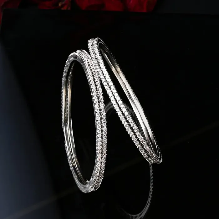 Necklaces Yellow Chimes Bangles for Women Girls Traditional American Diamond Bangles for women Silver Tone White AD Stone Bangles for girls Birthday Gift For girls women Anniversary Gift for Wife Yellow Chimes