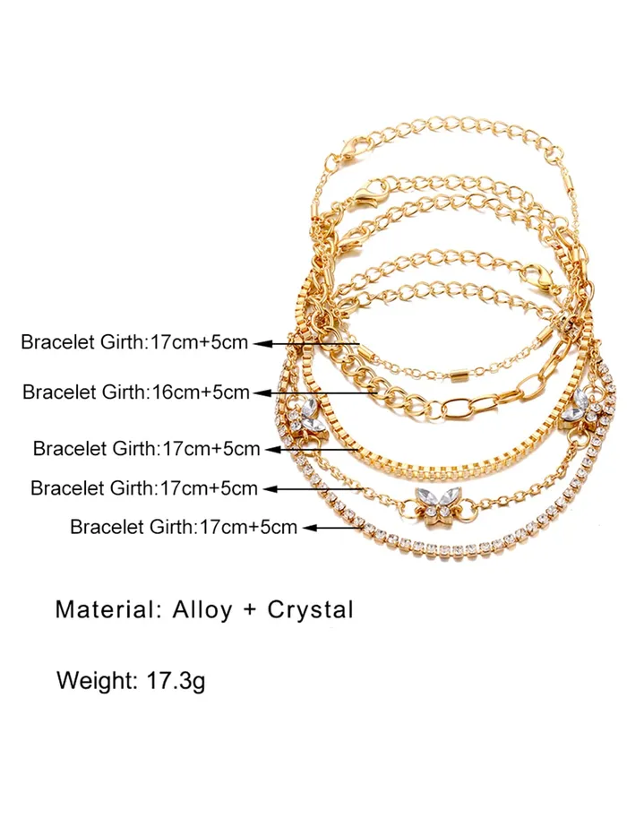 Necklaces Yellow Chimes Combo Bracelets for Women 5 Pcs Gold Plated Chain Bracelet Set for Women and Girls Yellow Chimes