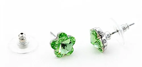 Necklaces Yellow Chimes Crystals from Swarovski Platinum Plated Flower Crystal Earrings for Women and Girls Peridot Yellow Chimes