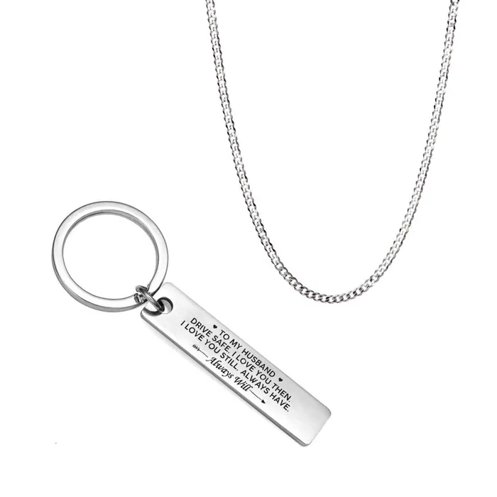 Necklaces Yellow Chimes Drive Safe Touching Love Message To Husband Stainless Steel Keychain Pendant with Chain for Men Yellow Chimes Necklaces Yellow Chimes Drive Safe Touching Love Message To Husband Stainless Steel Keychain Pendant with Chain for Men Yellow Chimes