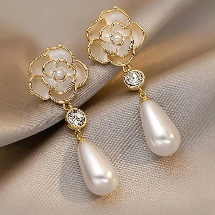 Necklaces Yellow Chimes Earrings for Women 2 Pair Combo of Floral Designed Opal and Pearl Drop Earrings Birthday Gift for Girls and Women Anniversary Gift for Wife Yellow Chimes
