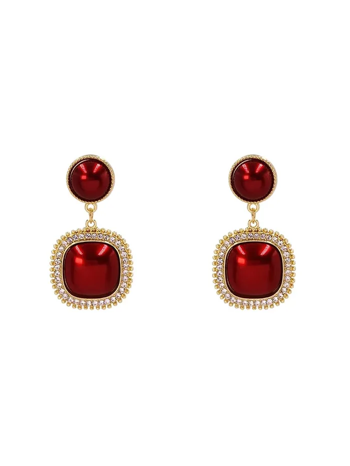 Necklaces Yellow Chimes Earrings For Women Red Color Pearl Studded Double Drop Earrings For Women and Girls Yellow Chimes Necklaces Yellow Chimes Earrings For Women Red Color Pearl Studded Double Drop Earrings For Women and Girls Yellow Chimes