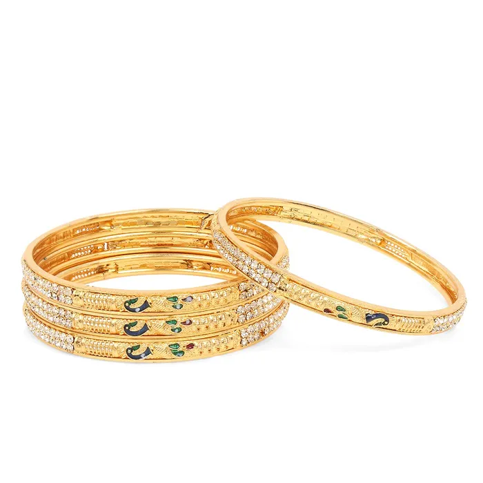 Necklaces Yellow Chimes Ethnic Gold Plated Peacock Designer Crystal Studded Traditional 4 Pcs Bangles Set for Women and Girls 26 Yellow Chimes Necklaces Yellow Chimes Ethnic Gold Plated Peacock Designer Crystal Studded Traditional 4 Pcs Bangles Set for Women and Girls 26 Yellow Chimes