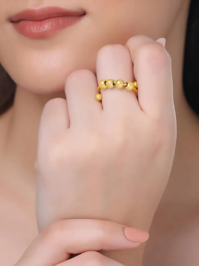 Necklaces Yellow Chimes Gold Plated Beads Ring Adjustable Womens Statement Ring Size 7 Gold Birthday Gift