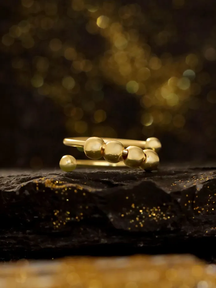 Necklaces Yellow Chimes Gold Plated Beads Ring Adjustable Womens Statement Ring Size 7 Gold Birthday Gift