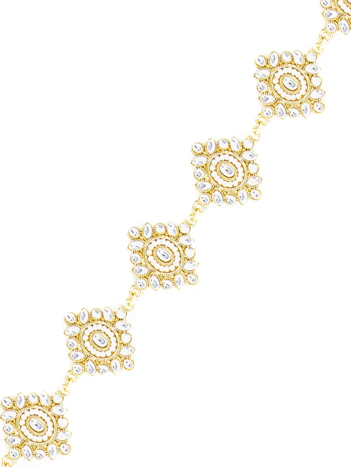 Necklaces Yellow Chimes Head Chain for Women Traditional Headband Gold Plated Kundan Studded Hairband Matha patti Jewellery Necklace for women and Girls Yellow Chimes