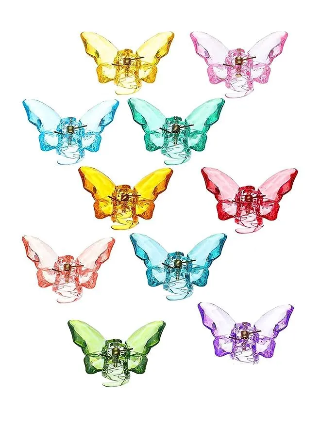 Necklaces Yellow Chimes Kairangi Claw Clips for Women Hair Clutches for Women Set of 10 Pcs Claw Clip Multicolor Butterfly Clips Clutchers for Hair Clear Crystal Effects Hair Decorative Gift for Women Girls