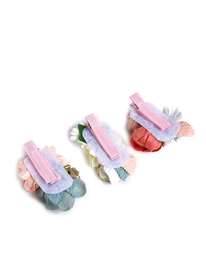 Necklaces Yellow Chimes Melbees by Yellow Chimes Hair Clips for Girls 3 PCS Hairclips for Kids Floral Hair Clips Set Beauty Imported Hair Clips Hair Accessories for Girls and Kids Women