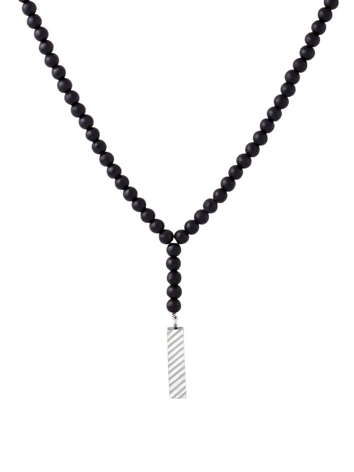 Necklaces Yellow Chimes Mens Black Beads Mala Necklace Stainless Steel Stylish Design 62 cm Black Necklaces Yellow Chimes Mens Black Beads Mala Necklace Stainless Steel Stylish Design 62 cm Black