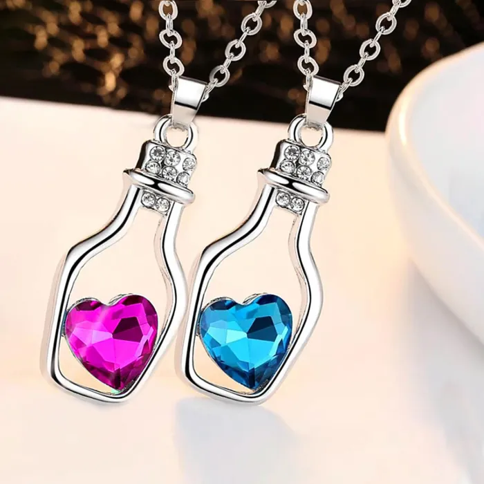Necklaces Yellow Chimes Pendant for Women and Girls Crystal Pendant for Women 2Pcs Combo of Heart and Bottle Designed Pendants Birthday Gift for girls and women Anniversary Gift for Wife Yellow Chimes