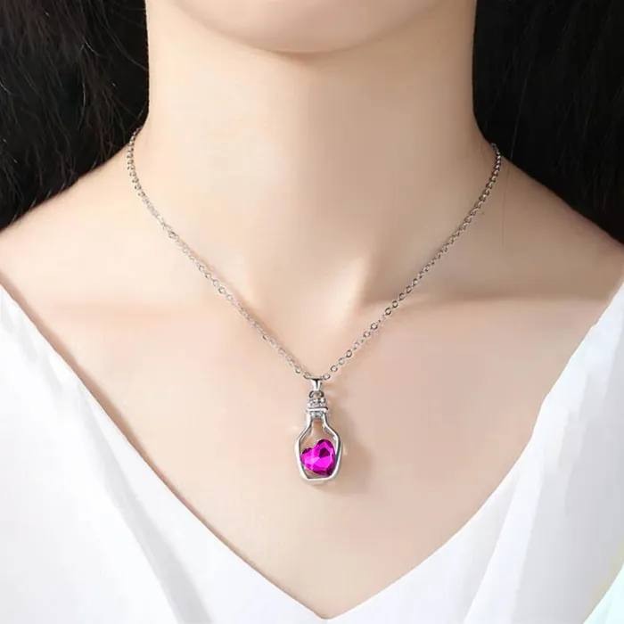 Necklaces Yellow Chimes Pendant for Women and Girls Crystal Pendant for Women 2Pcs Combo of Heart and Bottle Designed Pendants Birthday Gift for girls and women Anniversary Gift for Wife Yellow Chimes