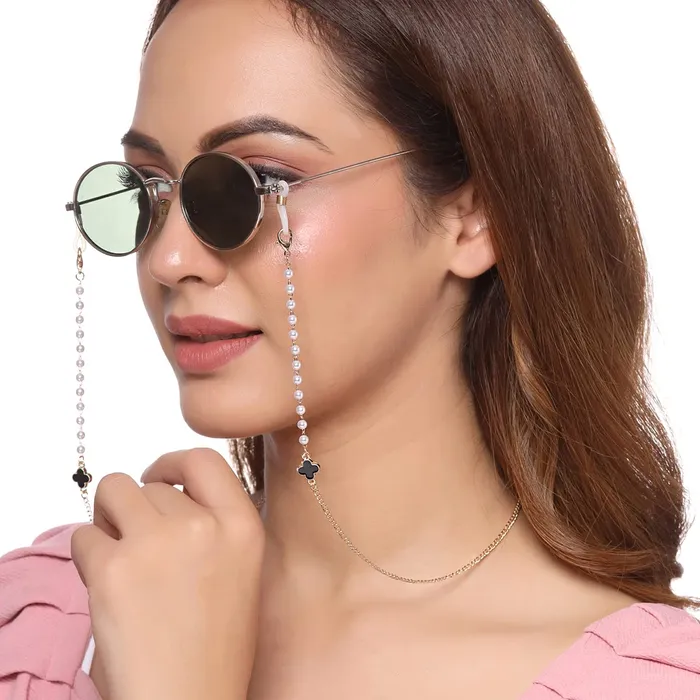 Necklaces Yellow Chimes Sunglasses Chain for Women Eyeglasses Chain Multicolor Beadded Face Mask Chains Sunglasses AccessoriesSunglasses Lanyard for Girls and Women Model4 Yellow Chimes