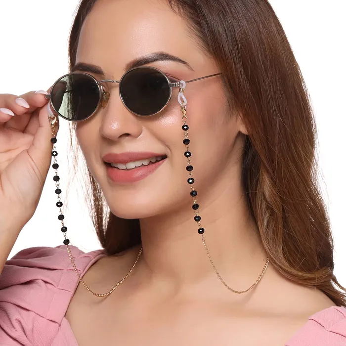 Necklaces Yellow Chimes Sunglasses Chain for Women Eyeglasses Chain Multicolor Beadded Face Mask Chains Sunglasses AccessoriesSunglasses Lanyard for Girls and Women Model4 Yellow Chimes