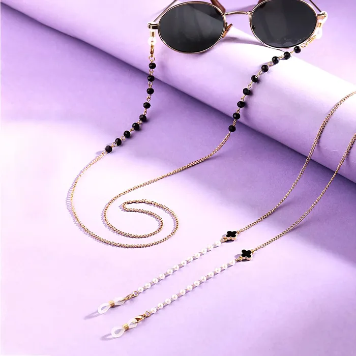Necklaces Yellow Chimes Sunglasses Chain for Women Eyeglasses Chain Multicolor Beadded Face Mask Chains Sunglasses AccessoriesSunglasses Lanyard for Girls and Women Model4 Yellow Chimes