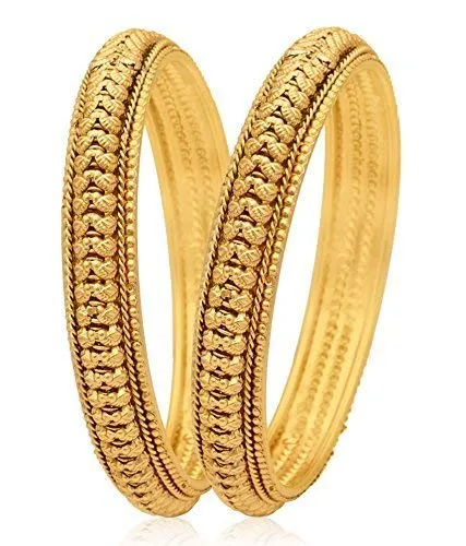 Necklaces Yellow Chimes Yellow Chimes 2 PCS Exclusive Broad Hand Crafted Antique designer Traditional Bangles For WomenGirls 24