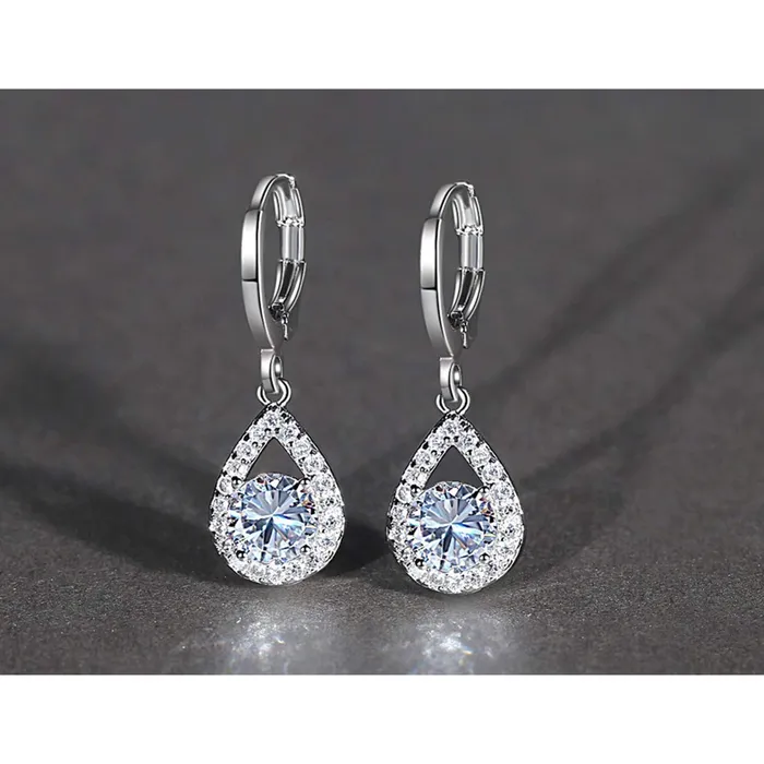 Necklaces Yellow Chimes Yellow Chimes A5 Grade Crystal Drop Silver Plated Earrings for Women Girls