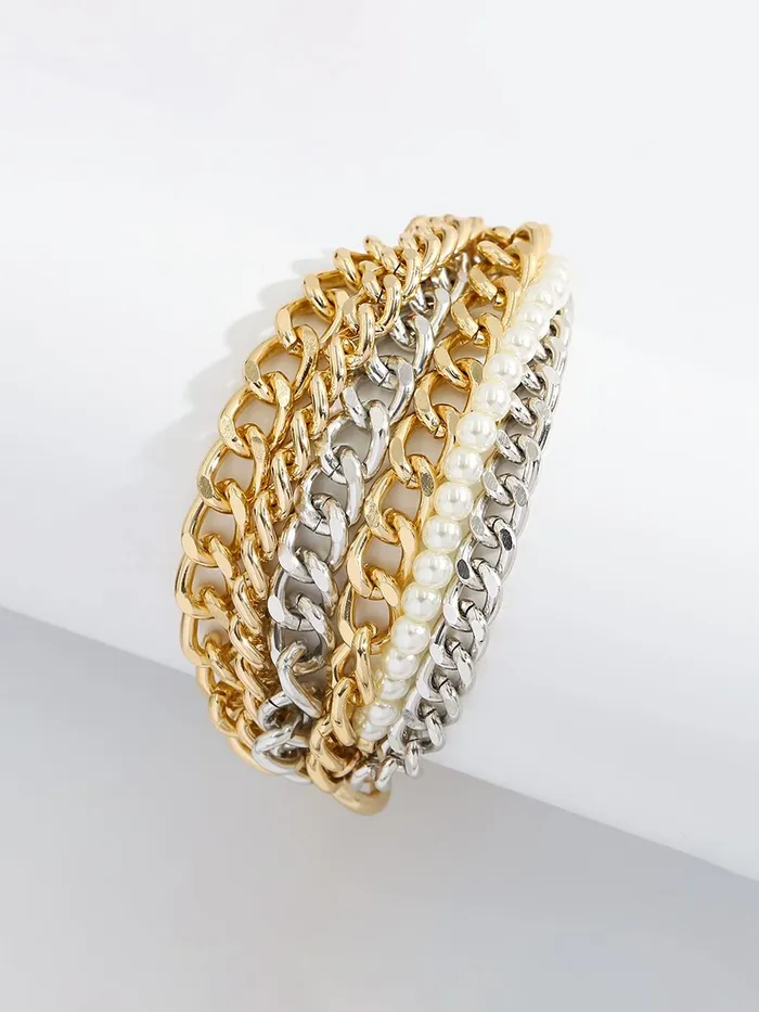 Necklaces Yellow Chimes Yellow Chimes Bracelet For Women Multicolor Connected Chain Designed Multilayer Bracelet For Women and Girls