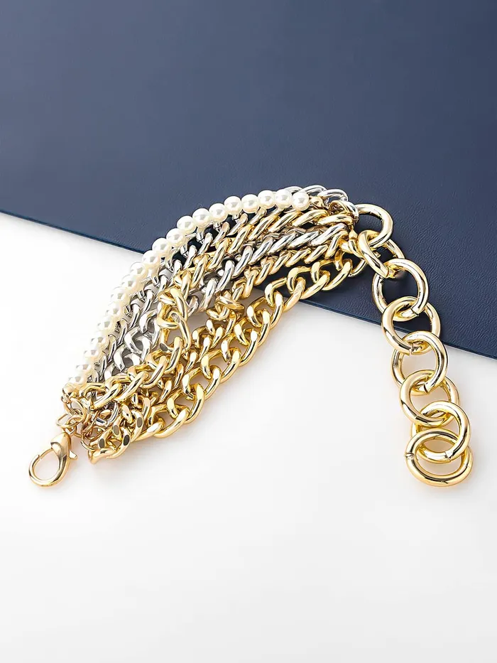 Necklaces Yellow Chimes Yellow Chimes Bracelet For Women Multicolor Connected Chain Designed Multilayer Bracelet For Women and Girls