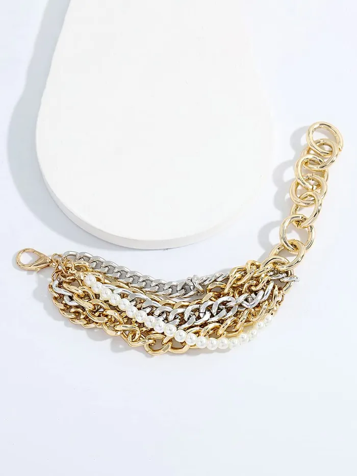 Necklaces Yellow Chimes Yellow Chimes Bracelet For Women Multicolor Connected Chain Designed Multilayer Bracelet For Women and Girls
