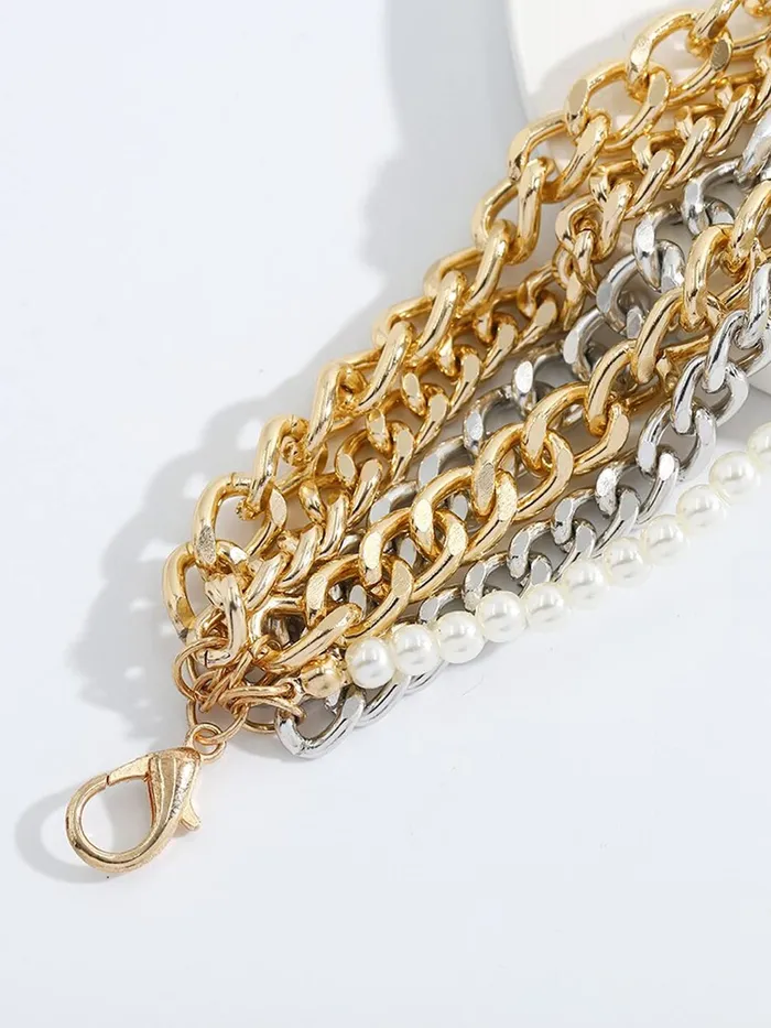 Necklaces Yellow Chimes Yellow Chimes Bracelet For Women Multicolor Connected Chain Designed Multilayer Bracelet For Women and Girls