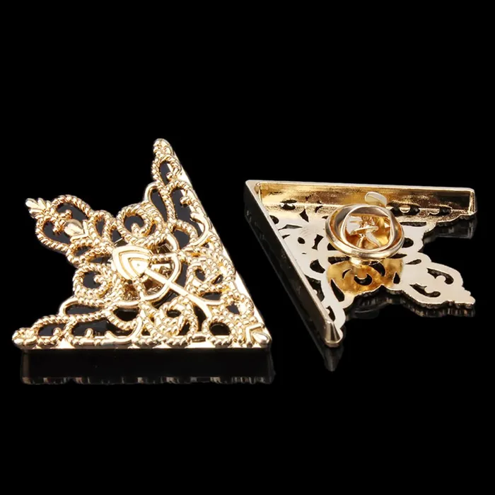 Necklaces Yellow Chimes Yellow Chimes Collar Pins For Women and Men Gold Tone Metal Gril Triangular Collar Pin For Unisex