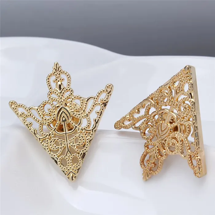 Necklaces Yellow Chimes Yellow Chimes Collar Pins For Women and Men Gold Tone Metal Gril Triangular Collar Pin For Unisex